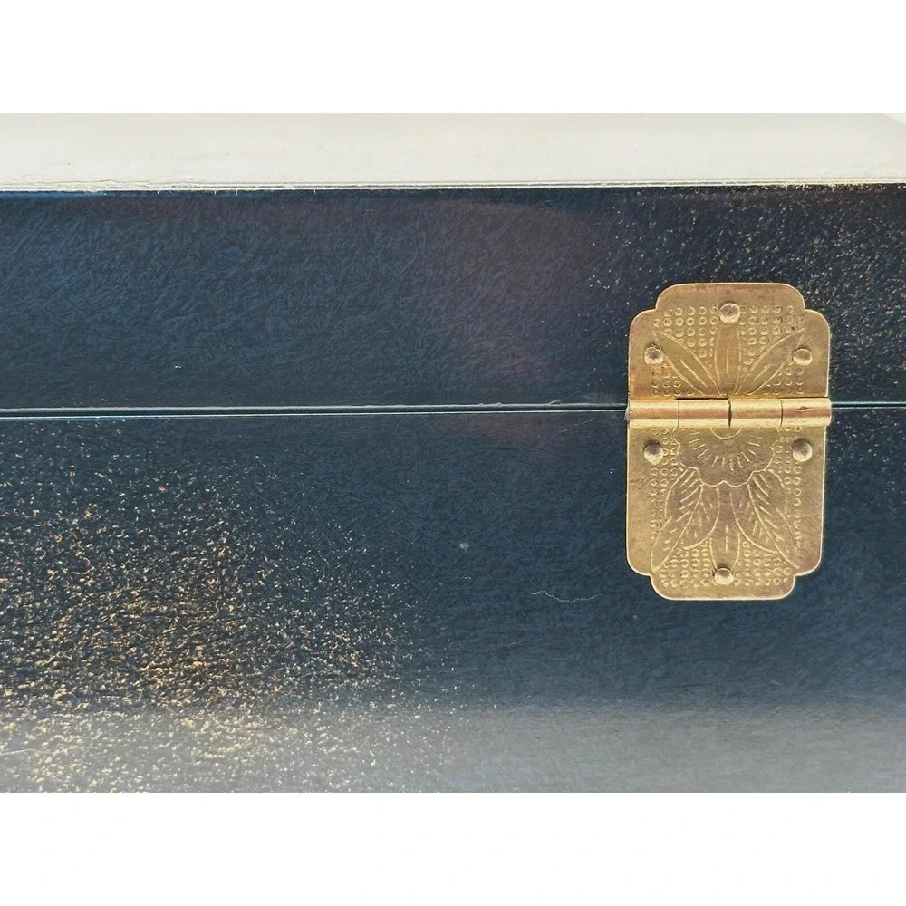 Vintage 1988 R.H. Macy Wooden Jewelry Box with Brass Latch & Footed Base